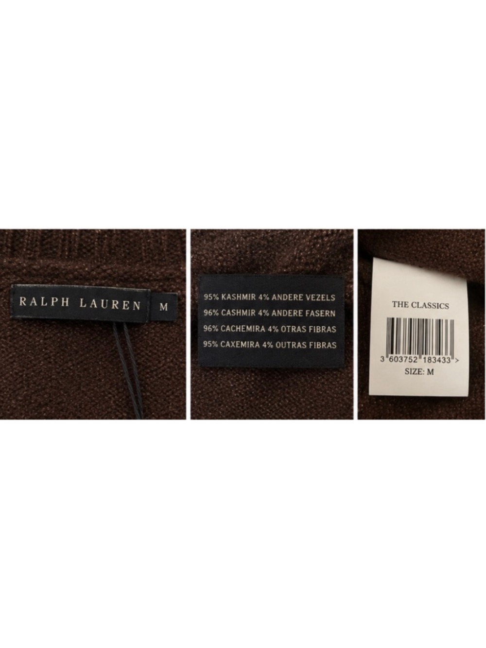Ralph Lauren Cashmere Cable Knit Turtleneck Sweater Brown Metallic Size M New! - Picture 5 of 5